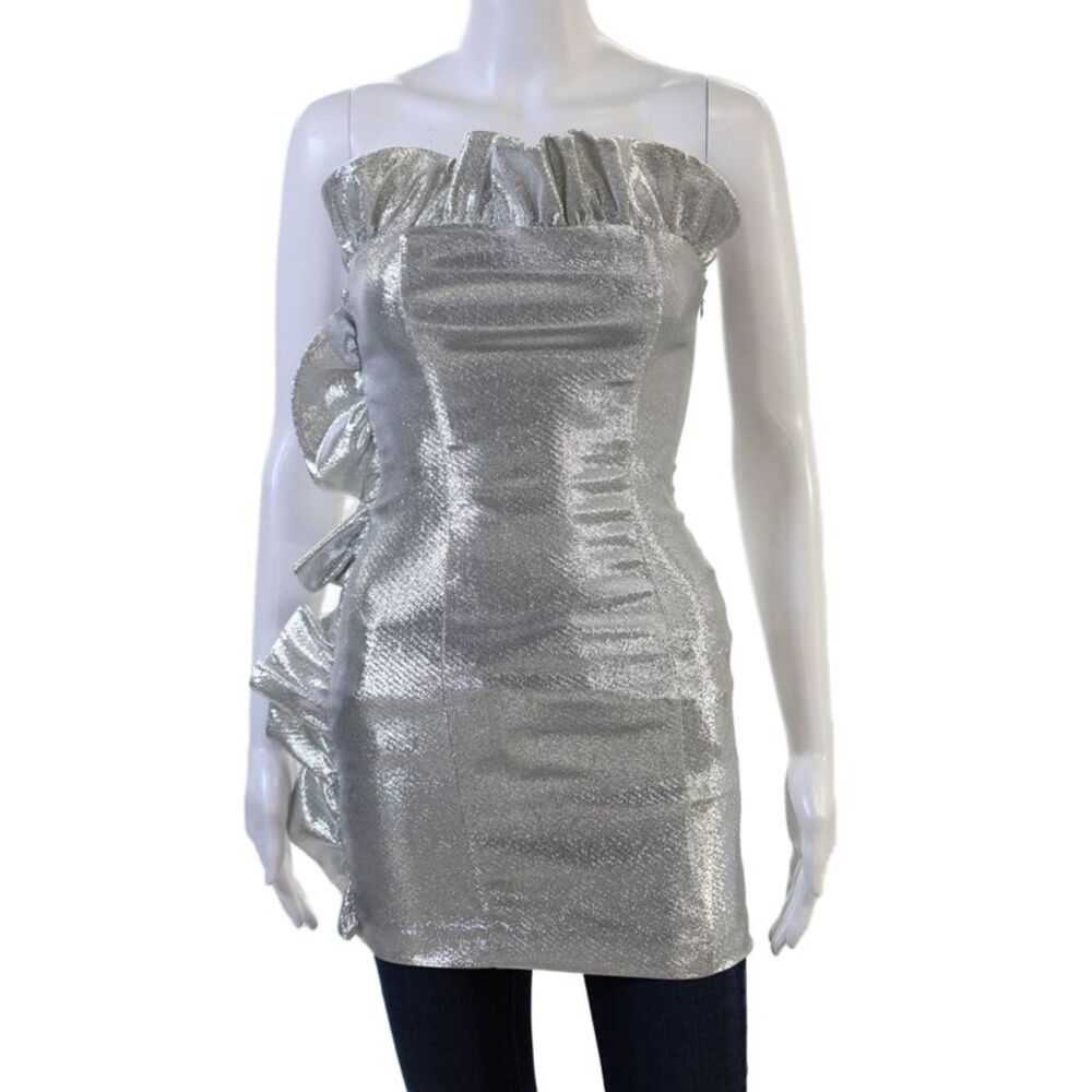 NBD Womens Bodycon Mini Blouse Gray Sleeveless Zip Fall Size XS